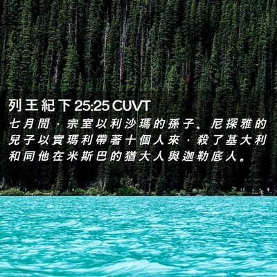 Picture 02 - 列 王 紀 下 25:25 CUVT - 七 月 間 ， 宗 室 以 利 沙 瑪 的 孫 - Bible Verse Picture