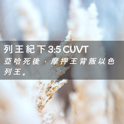 Picture 02 - 列 王 紀 下 3:5 CUVT - 亞 哈 死 後 ， 摩 押 王 背 叛 以 色 - Bible Verse Picture