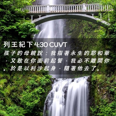 Picture 02 - 列 王 紀 下 4:30 CUVT - 孩 子 的 母 親 說 ： 我 指 著 永 生 - Bible Verse Picture