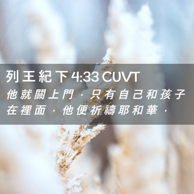 Picture 02 - 列 王 紀 下 4:33 CUVT - 他 就 關 上 門 ， 只 有 自 己 和 孩 - Bible Verse Picture