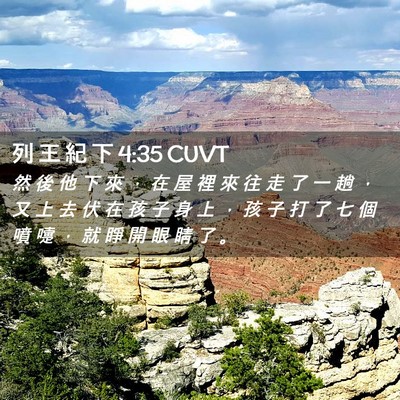 Picture 02 - 列 王 紀 下 4:35 CUVT - 然 後 他 下 來 ， 在 屋 裡 來 往 走 - Bible Verse Picture
