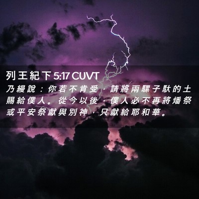 Picture 02 - 列 王 紀 下 5:17 CUVT - 乃 縵 說 ： 你 若 不 肯 受 ， 請 將 - Bible Verse Picture