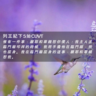 Picture 02 - 列 王 紀 下 5:18 CUVT - 惟 有 一 件 事 ， 願 耶 和 華 饒 恕 - Bible Verse Picture