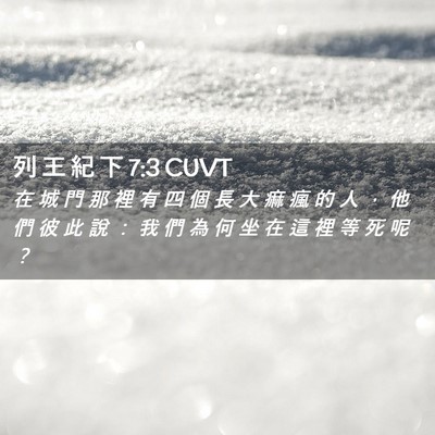 Picture 02 - 列 王 紀 下 7:3 CUVT - 在 城 門 那 裡 有 四 個 長 大 痲 瘋 - Bible Verse Picture