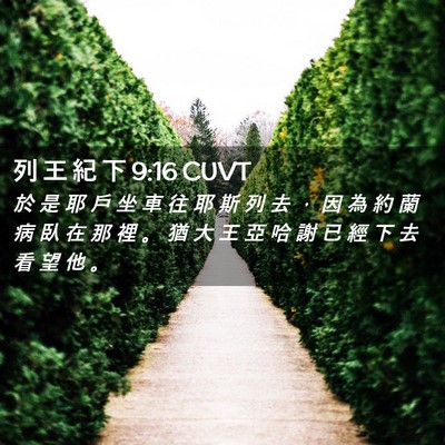 Picture 02 - 列 王 紀 下 9:16 CUVT - 於 是 耶 戶 坐 車 往 耶 斯 列 去 ， - Bible Verse Picture