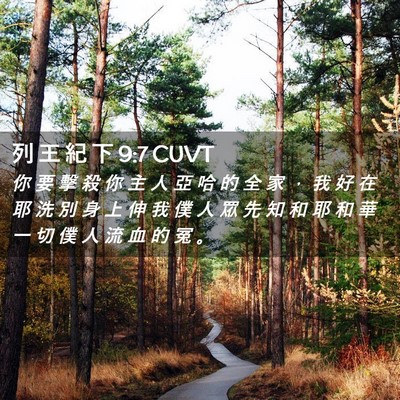 Picture 02 - 列 王 紀 下 9:7 CUVT - 你 要 擊 殺 你 主 人 亞 哈 的 全 家 - Bible Verse Picture