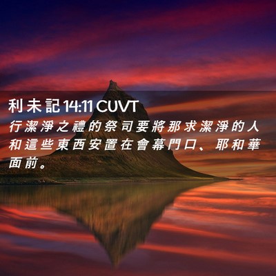 Picture 02 - 利 未 記 14:11 CUVT - 行 潔 淨 之 禮 的 祭 司 要 將 那 求 - Bible Verse Picture