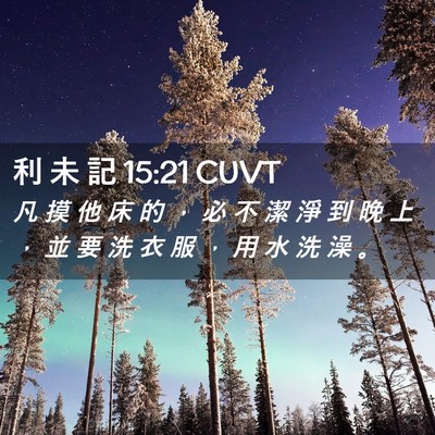 Picture 02 - 利 未 記 15:21 CUVT - 凡 摸 他 床 的 ， 必 不 潔 淨 到 晚 - Bible Verse Picture