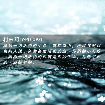 Picture 02 - 利 未 記 17:14 CUVT - 論 到 一 切 活 物 的 生 命 ， 就 在 - Bible Verse Picture