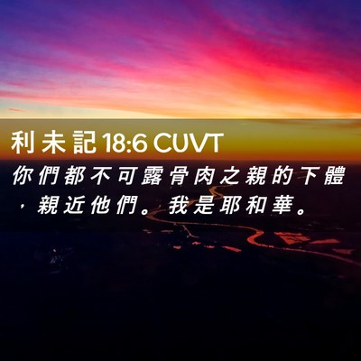 Picture 02 - 利 未 記 18:6 CUVT - 你 們 都 不 可 露 骨 肉 之 親 的 下 - Bible Verse Picture
