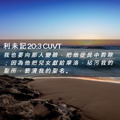 Picture 02 - 利 未 記 20:3 CUVT - 我 也 要 向 那 人 變 臉 ， 把 他 從 - Bible Verse Picture