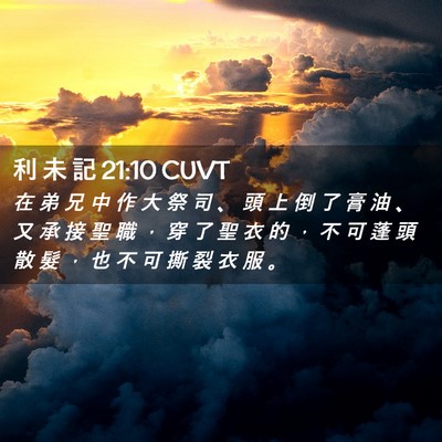 Picture 02 - 利 未 記 21:10 CUVT - 在 弟 兄 中 作 大 祭 司 、 頭 上 倒 - Bible Verse Picture