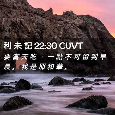 Picture 02 - 利 未 記 22:30 CUVT - 要 當 天 吃 ， 一 點 不 可 留 到 早 - Bible Verse Picture