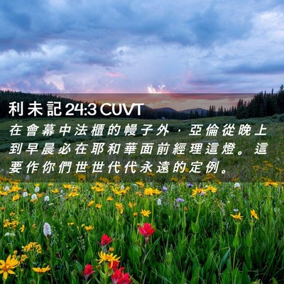 Picture 02 - 利 未 記 24:3 CUVT - 在 會 幕 中 法 櫃 的 幔 子 外 ， 亞 - Bible Verse Picture