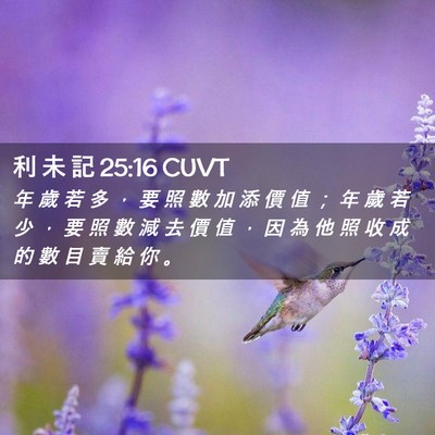 Picture 02 - 利 未 記 25:16 CUVT - 年 歲 若 多 ， 要 照 數 加 添 價 值 - Bible Verse Picture