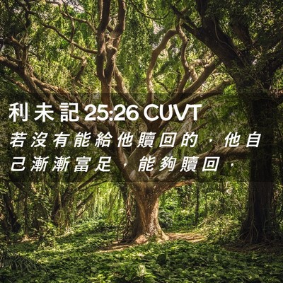 Picture 02 - 利 未 記 25:26 CUVT - 若 沒 有 能 給 他 贖 回 的 ， 他 自 - Bible Verse Picture