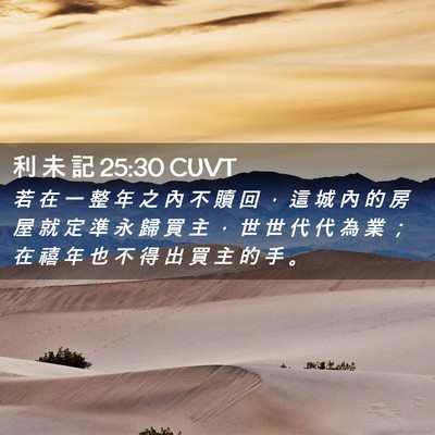 Picture 02 - 利 未 記 25:30 CUVT - 若 在 一 整 年 之 內 不 贖 回 ， 這 - Bible Verse Picture