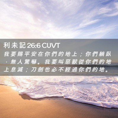 Picture 02 - 利 未 記 26:6 CUVT - 我 要 賜 平 安 在 你 們 的 地 上 ； - Bible Verse Picture