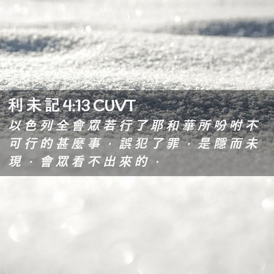 Picture 02 - 利 未 記 4:13 CUVT - 以 色 列 全 會 眾 若 行 了 耶 和 華 - Bible Verse Picture