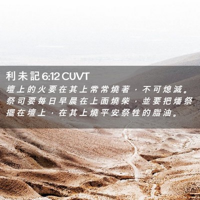 Picture 02 - 利 未 記 6:12 CUVT - 壇 上 的 火 要 在 其 上 常 常 燒 著 - Bible Verse Picture