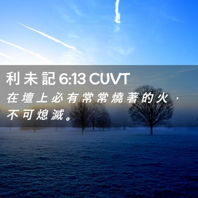 Picture 02 - 利 未 記 6:13 CUVT - 在 壇 上 必 有 常 常 燒 著 的 火 ， - Bible Verse Picture