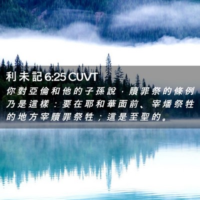 Picture 02 - 利 未 記 6:25 CUVT - 你 對 亞 倫 和 他 的 子 孫 說 ， 贖 - Bible Verse Picture