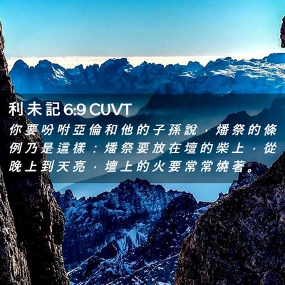 Picture 02 - 利 未 記 6:9 CUVT - 你 要 吩 咐 亞 倫 和 他 的 子 孫 說 - Bible Verse Picture