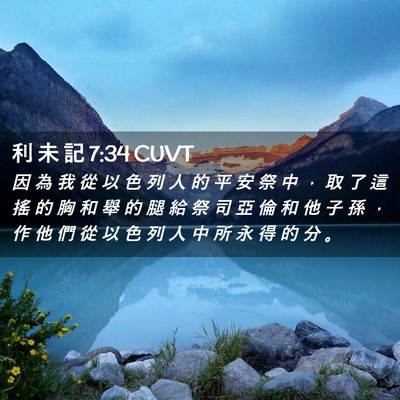 Picture 02 - 利 未 記 7:34 CUVT - 因 為 我 從 以 色 列 人 的 平 安 祭 - Bible Verse Picture