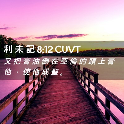 Picture 02 - 利 未 記 8:12 CUVT - 又 把 膏 油 倒 在 亞 倫 的 頭 上 膏 - Bible Verse Picture
