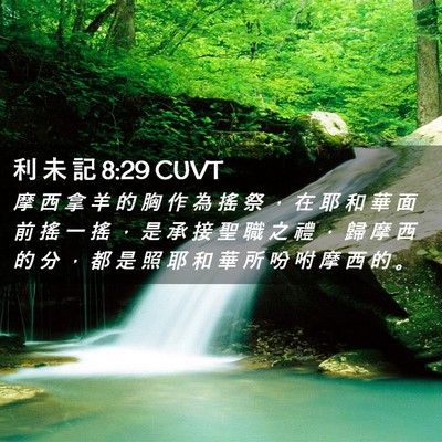 Picture 02 - 利 未 記 8:29 CUVT - 摩 西 拿 羊 的 胸 作 為 搖 祭 ， 在 - Bible Verse Picture