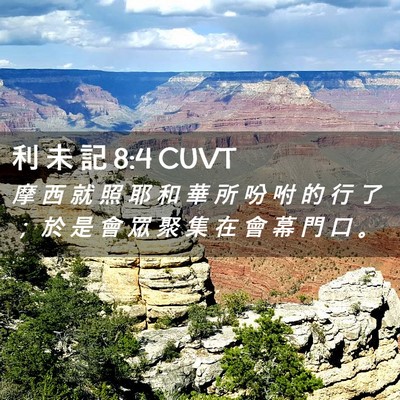 Picture 02 - 利 未 記 8:4 CUVT - 摩 西 就 照 耶 和 華 所 吩 咐 的 行 - Bible Verse Picture