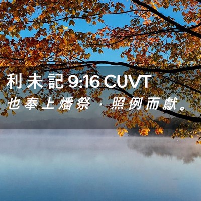 Picture 02 - 利 未 記 9:16 CUVT - 也 奉 上 燔 祭 ， 照 例 而 獻 - Bible Verse Picture