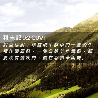 Picture 02 - 利 未 記 9:2 CUVT - 對 亞 倫 說 ： 你 當 取 牛 群 中 的 - Bible Verse Picture