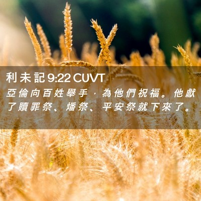 Picture 02 - 利 未 記 9:22 CUVT - 亞 倫 向 百 姓 舉 手 ， 為 他 們 祝 - Bible Verse Picture