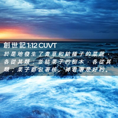 Picture 02 - 創 世 記 1:12 CUVT - 於 是 地 發 生 了 青 草 和 結 種 子 - Bible Verse Picture