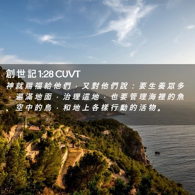 Picture 02 - 創 世 記 1:28 CUVT - 神 就 賜 福 給 他 們 ， 又 對 他 們 - Bible Verse Picture