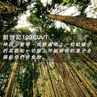 Picture 02 - 創 世 記 1:29 CUVT - 神 說 ： 看 哪 ， 我 將 遍 地 上 一 - Bible Verse Picture