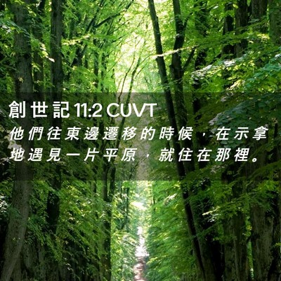 Picture 02 - 創 世 記 11:2 CUVT - 他 們 往 東 邊 遷 移 的 時 候 ， 在 - Bible Verse Picture