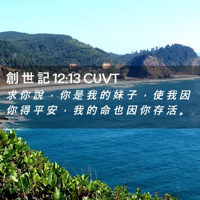 Picture 02 - 創 世 記 12:13 CUVT - 求 你 說 ， 你 是 我 的 妹 子 ， 使 - Bible Verse Picture