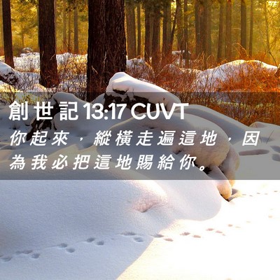 Picture 02 - 創 世 記 13:17 CUVT - 你 起 來 ， 縱 橫 走 遍 這 地 ， 因 - Bible Verse Picture