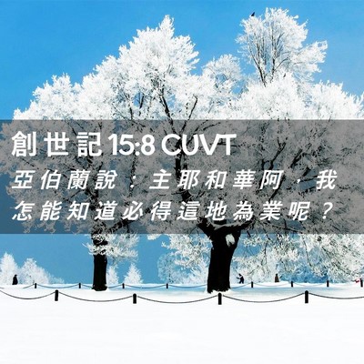 Picture 02 - 創 世 記 15:8 CUVT - 亞 伯 蘭 說 ： 主 耶 和 華 阿 ， 我 - Bible Verse Picture