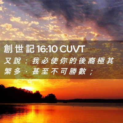 Picture 02 - 創 世 記 16:10 CUVT - 又 說 ： 我 必 使 你 的 後 裔 極 其 - Bible Verse Picture