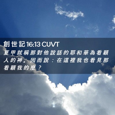 Picture 02 - 創 世 記 16:13 CUVT - 夏 甲 就 稱 那 對 他 說 話 的 耶 和 - Bible Verse Picture