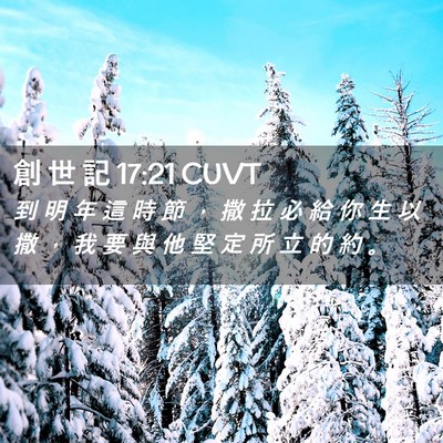 Picture 02 - 創 世 記 17:21 CUVT - 到 明 年 這 時 節 ， 撒 拉 必 給 你 - Bible Verse Picture