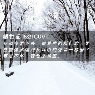 Picture 02 - 創 世 記 18:21 CUVT - 我 現 在 要 下 去 ， 察 看 他 們 所 - Bible Verse Picture