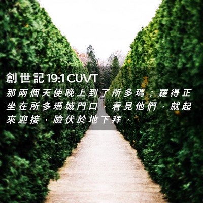 Picture 02 - 創 世 記 19:1 CUVT - 那 兩 個 天 使 晚 上 到 了 所 多 瑪 - Bible Verse Picture