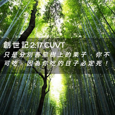 Picture 02 - 創 世 記 2:17 CUVT - 只 是 分 別 善 惡 樹 上 的 果 子 ， - Bible Verse Picture