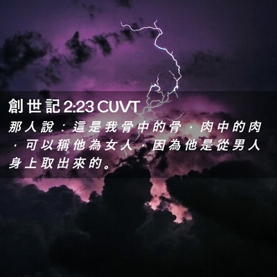 Picture 02 - 創 世 記 2:23 CUVT - 那 人 說 ： 這 是 我 骨 中 的 骨 ， - Bible Verse Picture