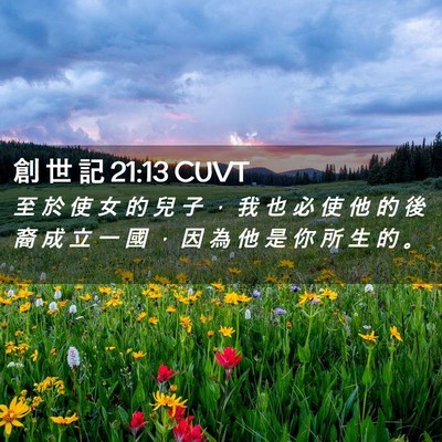 Picture 02 - 創 世 記 21:13 CUVT - 至 於 使 女 的 兒 子 ， 我 也 必 使 - Bible Verse Picture