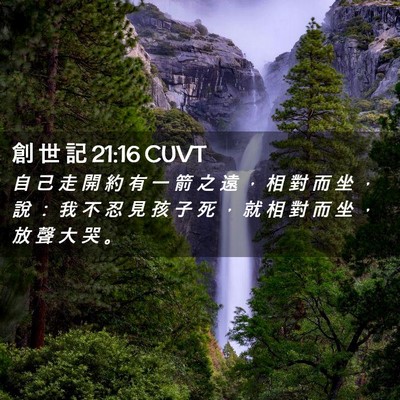 Picture 02 - 創 世 記 21:16 CUVT - 自 己 走 開 約 有 一 箭 之 遠 ， 相 - Bible Verse Picture